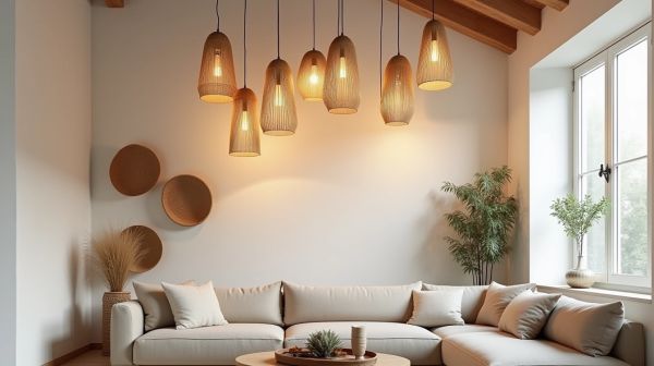 Éclairer son salon avec des suspensions bohème en fibres naturelles